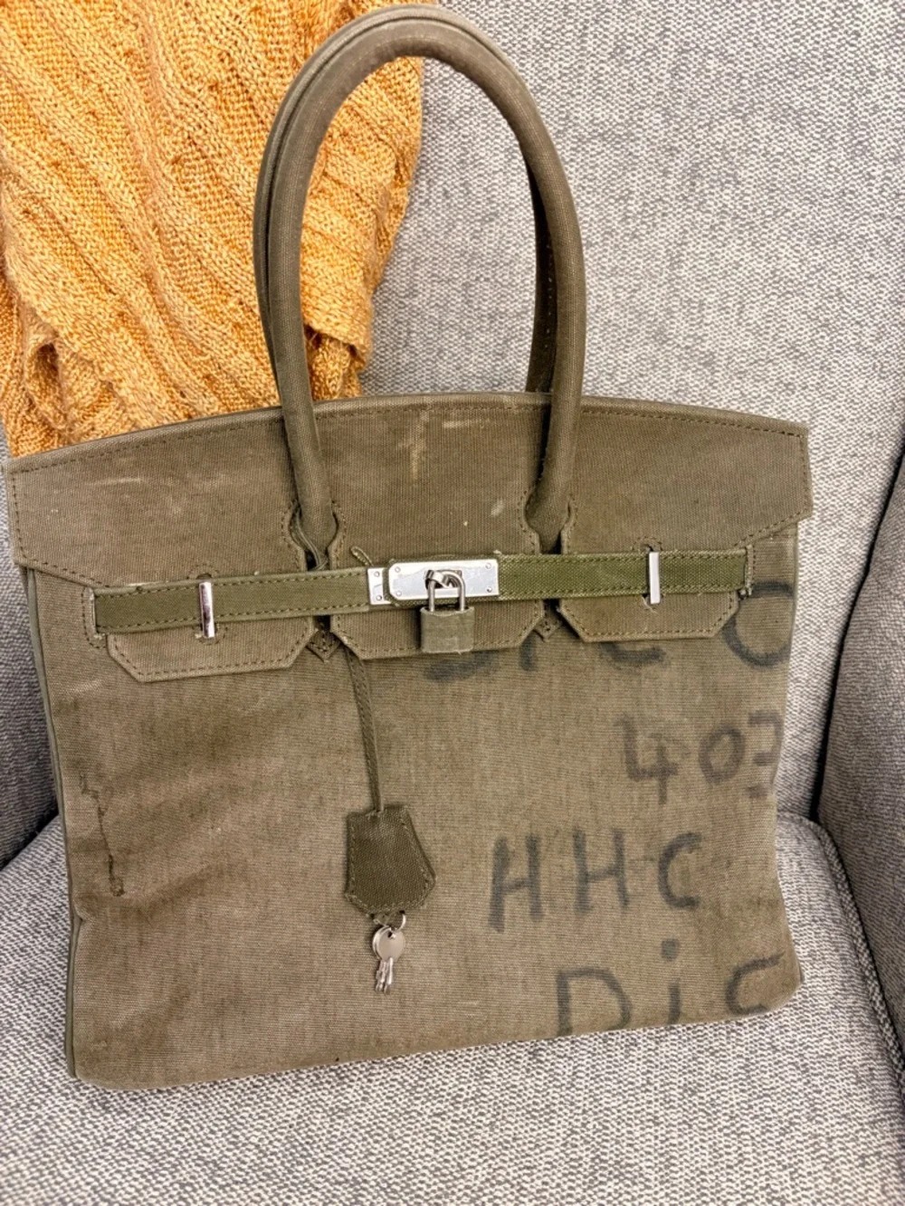 READY MADE Military-Style Canvas Tote with Lock Accent - Picture 2 of 7